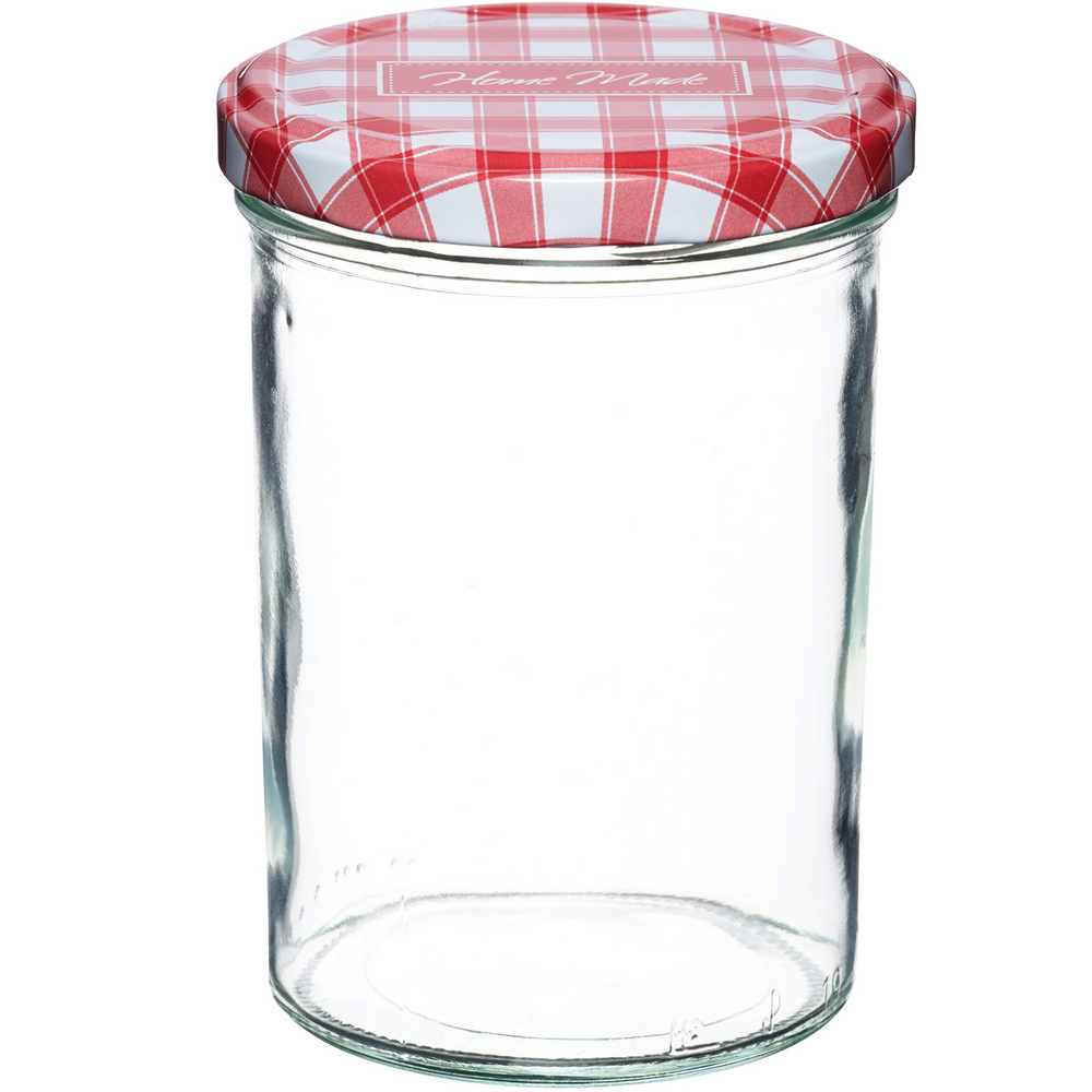 KitchenCraft 旋蓋玻璃密封罐(紅格440ml)