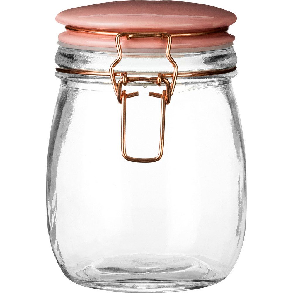 Premier 扣式玻璃密封罐(粉紅750ml)