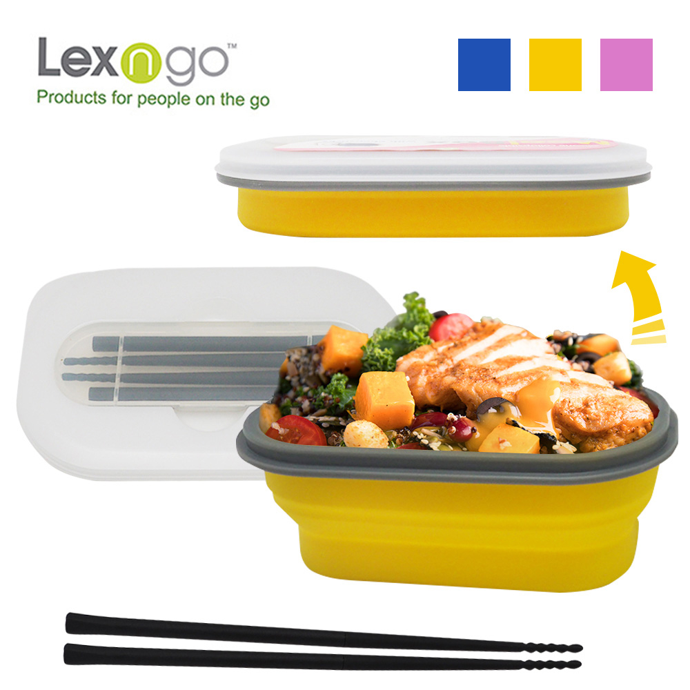 Lexngo可折疊餐盒筷子組-黃色