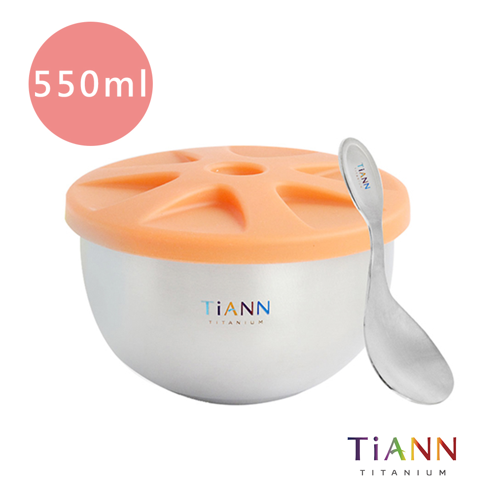 【TiANN 鈦安】純鈦雙層 鈦碗含蓋+小湯匙