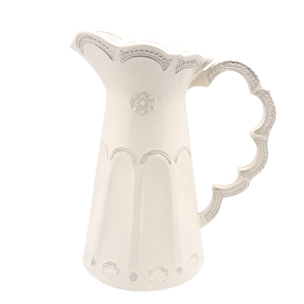 義大利VBC casa-手工浮雕蕾絲系列（米白色）21x32cm水罐花瓶