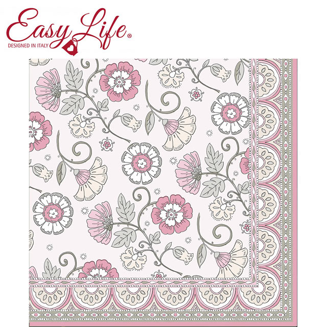 【義大利EASY LIFE】 餐巾紙 ▶印度紋飾 粉 蝶谷巴特 手工藝