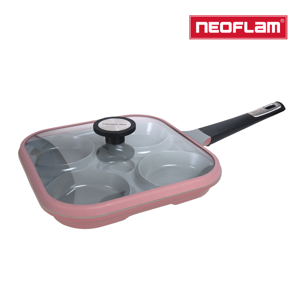 NEOFLAM Steam Plus Pan烹飪神器&玻璃蓋-乾燥玫瑰粉(原味水蒸/煎/炒多功能)