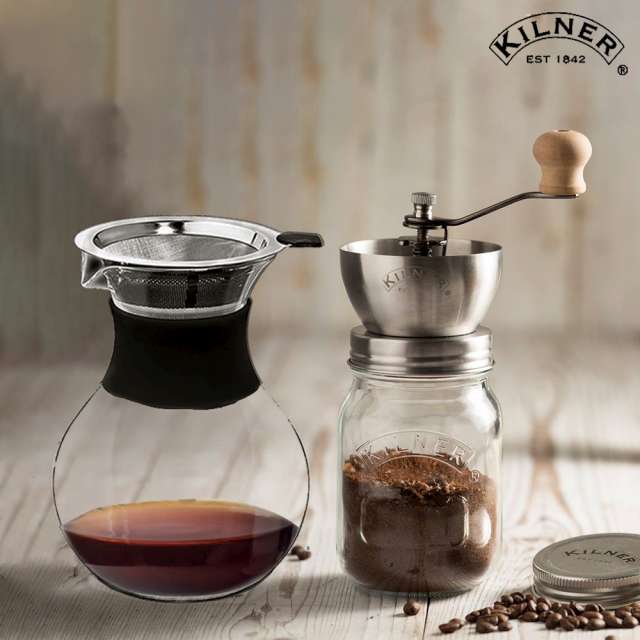 【KILNERxWILMAX】咖啡研磨機附雙層304不鏽鋼濾網手沖咖啡過濾壺