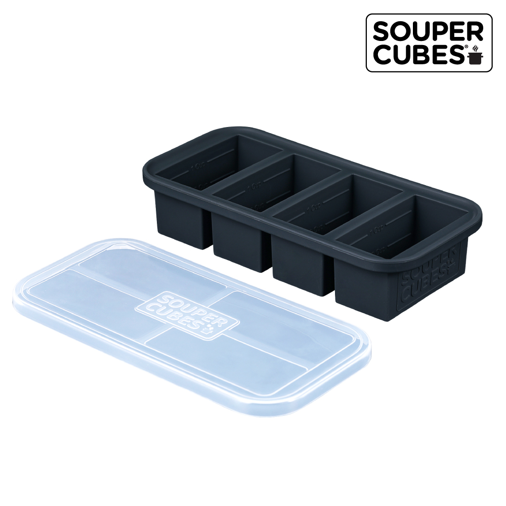 【Souper Cubes】多功能食品級矽膠保鮮盒4格 曜石灰(250ML/格)