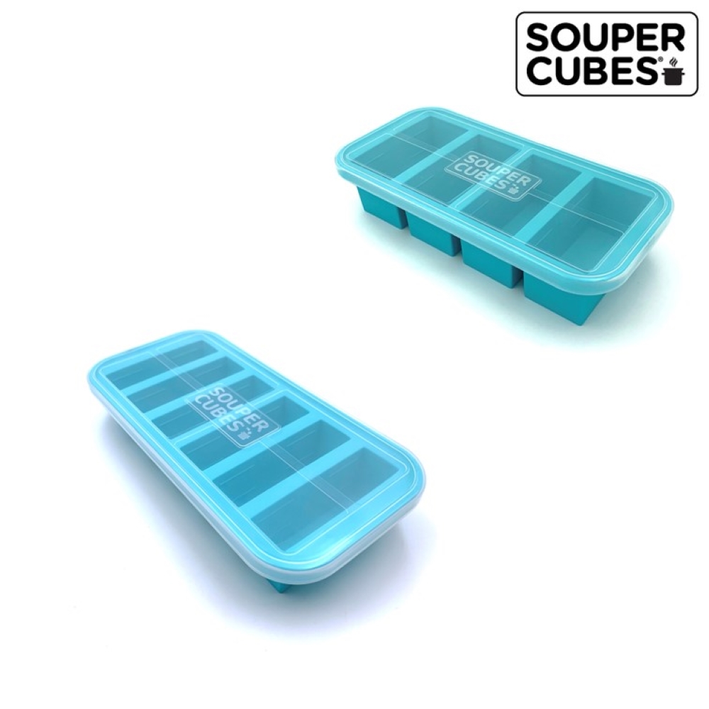 【Souper Cubes】多功能食品級矽膠保鮮盒-2件組(4格+6格)