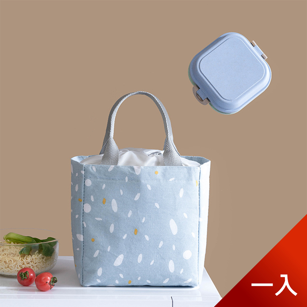 【荷生活】暖日落雪束口袋超大容量保溫便當包午餐包-1入