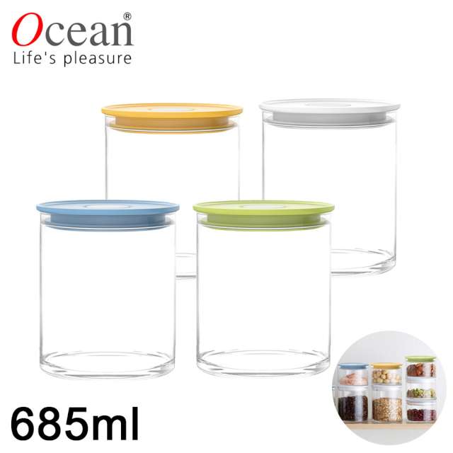【OCEAN】NORMA系列儲物/儲存玻璃真空罐685ML-四入組