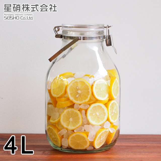 【日本星硝】日本製醃漬/梅酒密封玻璃儲存罐4L(密封 醃漬 日本製)