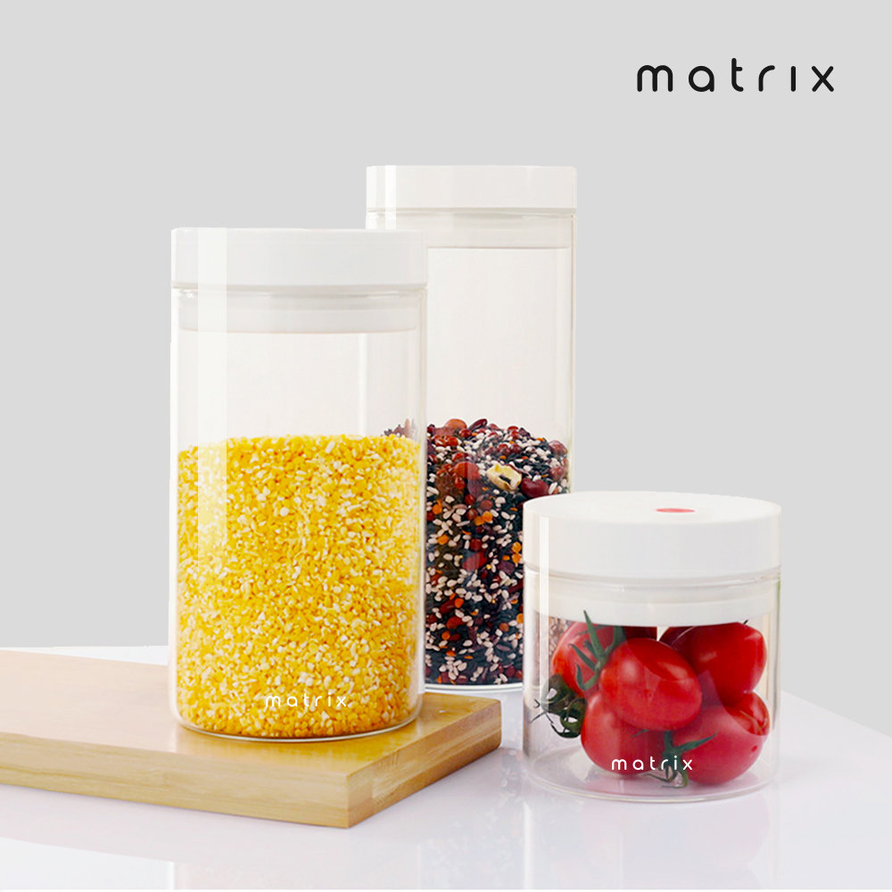 Matrix真空保鮮玻璃密封罐-1.2L-白