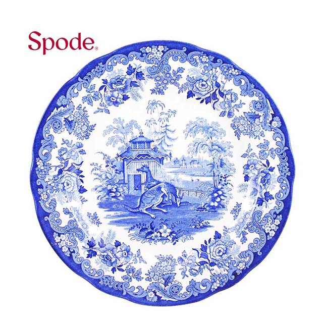 【絕版】英國Spode-Blue Room 經典藍廳系列-27cm盤-袋鼠KangarooEnclosure-原裝彩盒