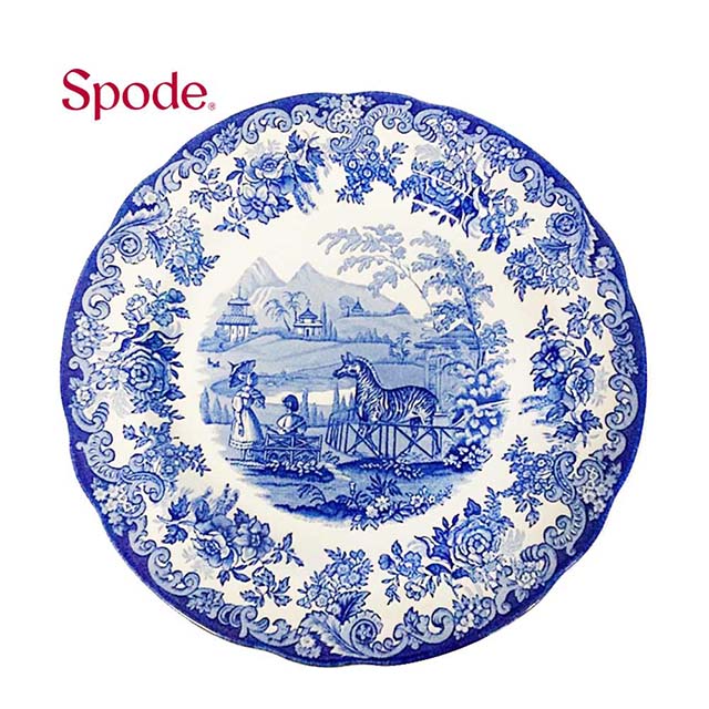 【絕版】英國Spode-Blue Room 經典藍廳系列-27cm盤-斑馬園ZebraPen-原裝彩盒
