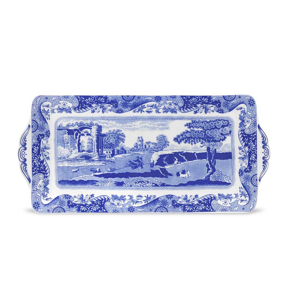 英國Spode-Blue Italian 典藏義大利藍系列-33cm三明治長盤-原裝彩盒