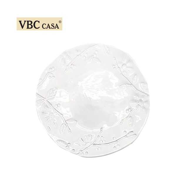 義大利VBC casa-簡約純白花朵系列22cm餐盤