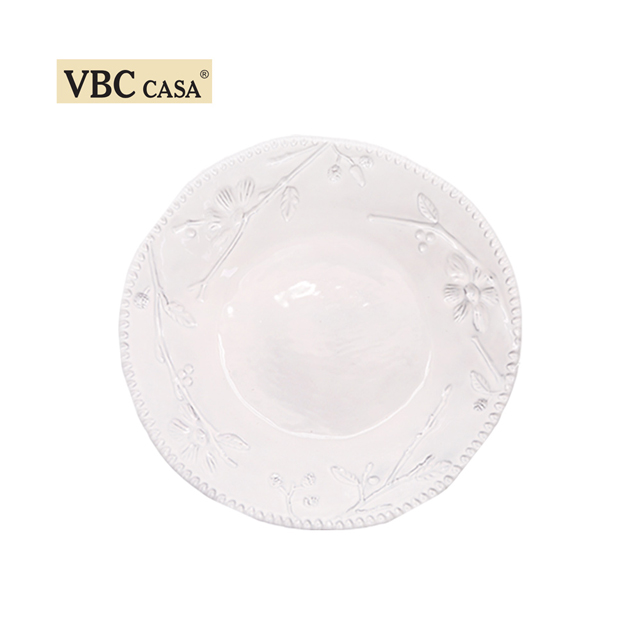 義大利VBC casa-簡約純白花朵系列23cm湯盤