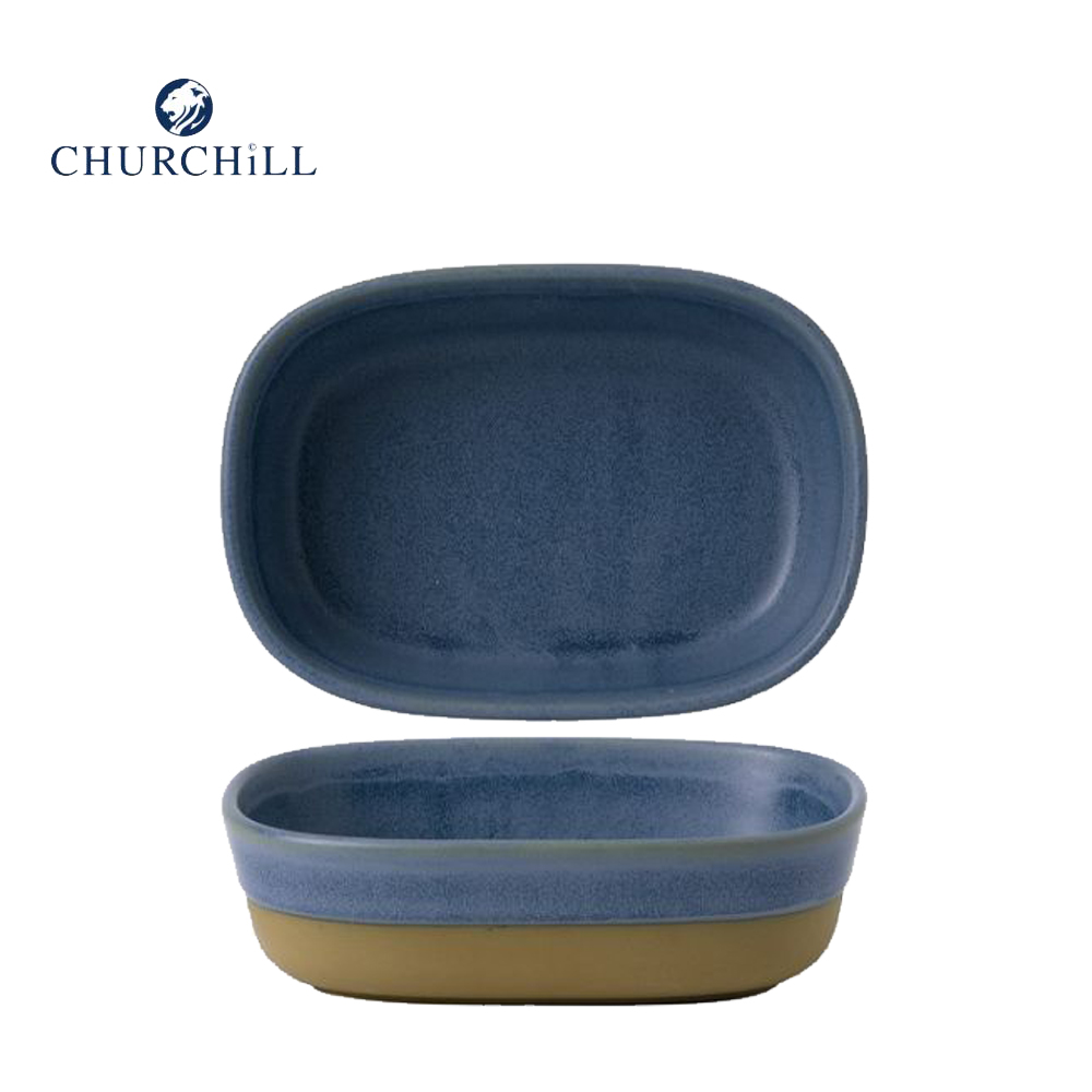 英國CHURCHiLL-Emerge Oslo Blue系列-藍色長方深盤17x12x5cm