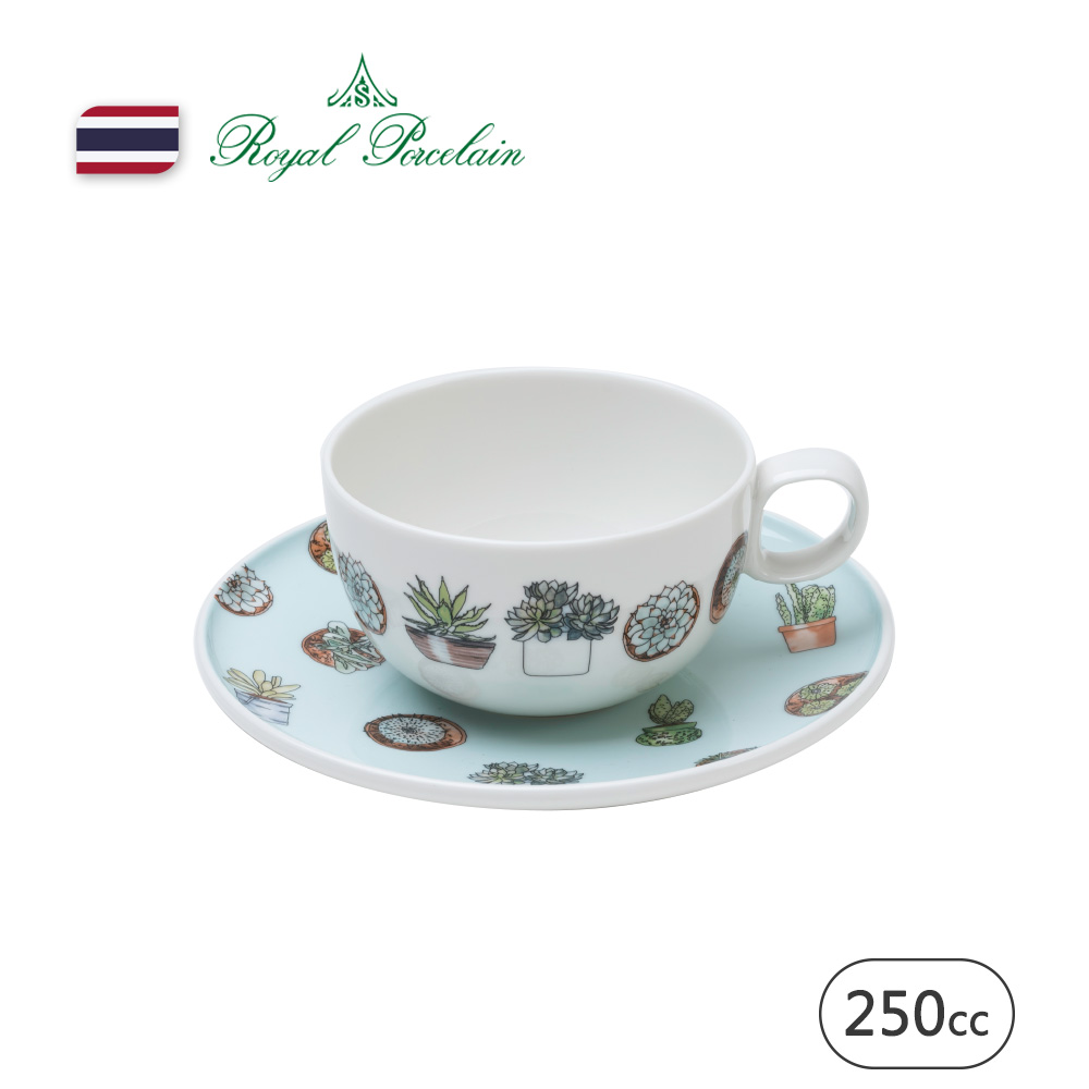 098595+098594【Royal Porcelain】RPC泰國皇家專業瓷器/CACTUS PARK /咖啡杯碟組(泰國皇室御用品牌)