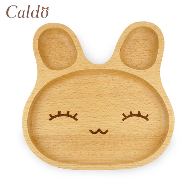 【Caldo卡朵生活】好心情兔兔造型櫸木餐盤-笑咪咪