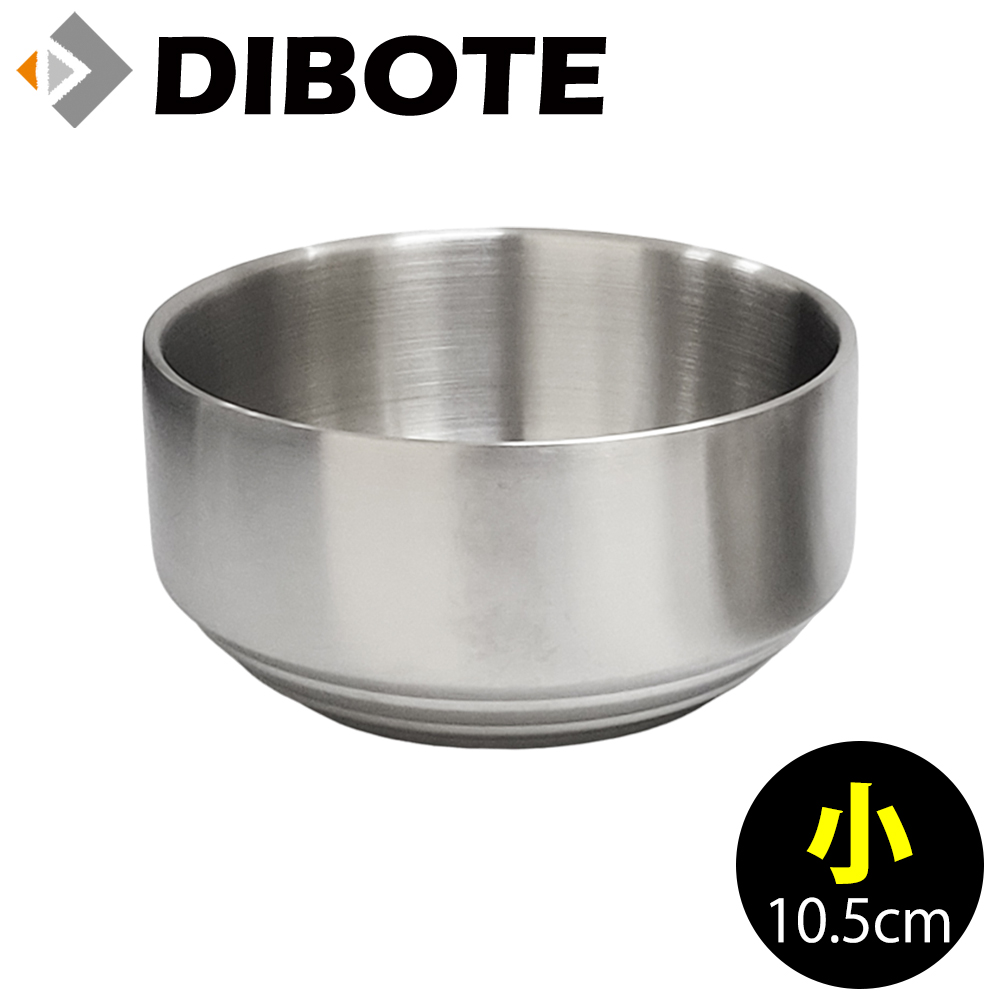 【DIBOTE迪伯特】304不鏽鋼韓式磨砂碗 雙層隔熱 防燙設計 (小)