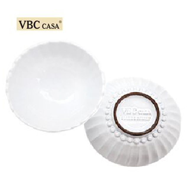 義大利VBC casa-簡約純白條紋系列12cm圓碗(2件組)