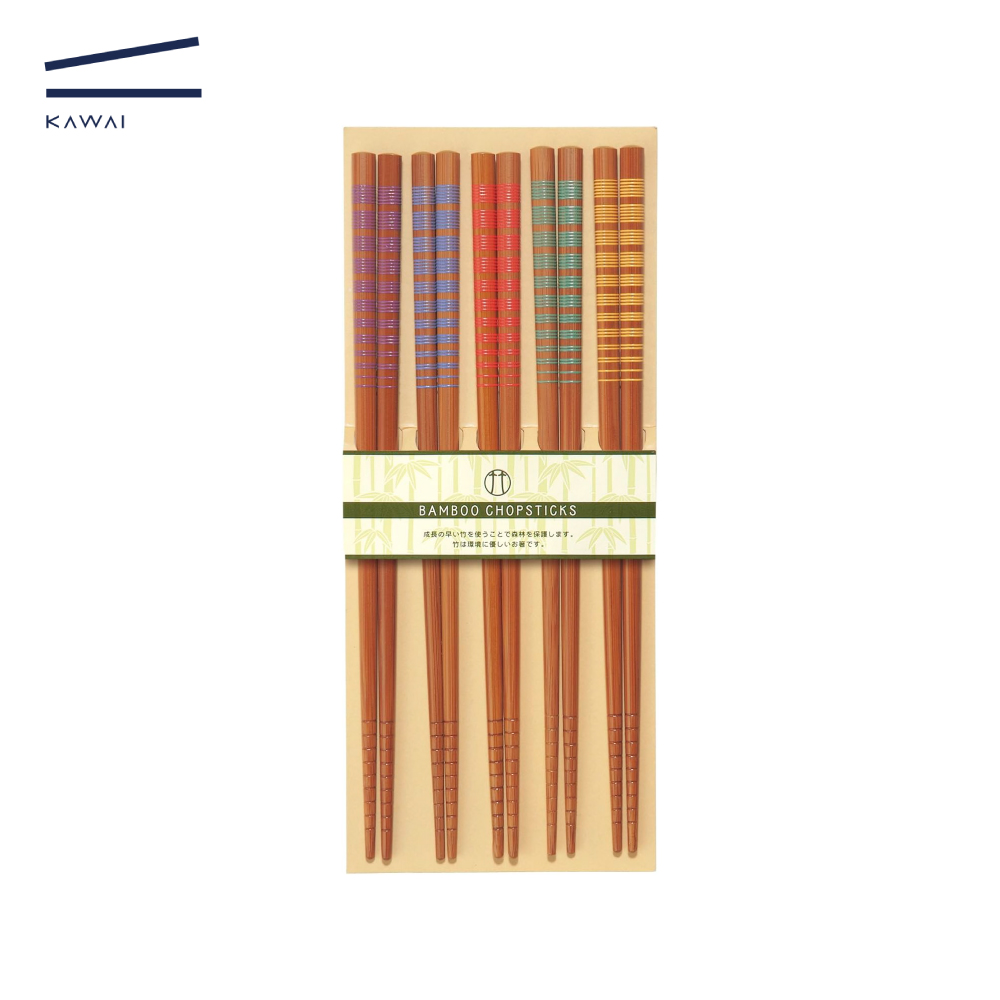 【Kawai】河合日本製天然竹筷-線圈款(5雙)