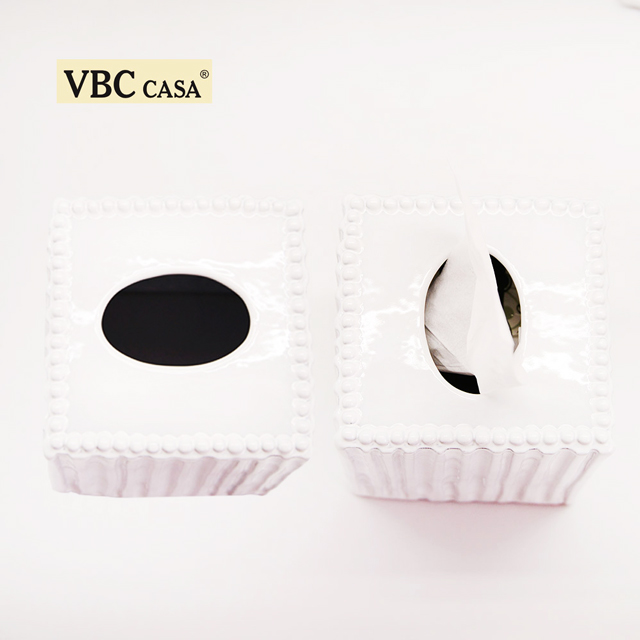 義大利VBC casa-簡約純白條紋系列12cm 陶瓷面紙套