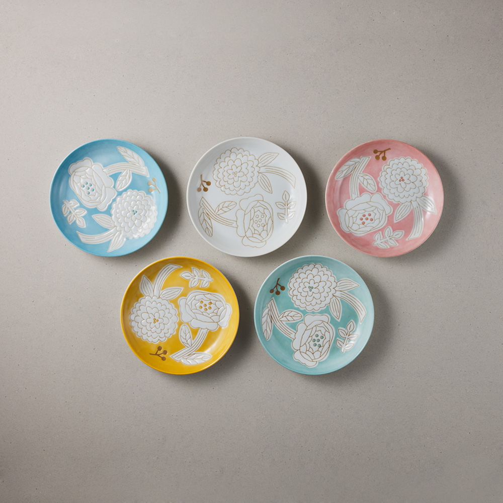 有種創意 - 日本美濃燒 - 粉染花朵小盤 - 任選 3件組 (15.3cm)