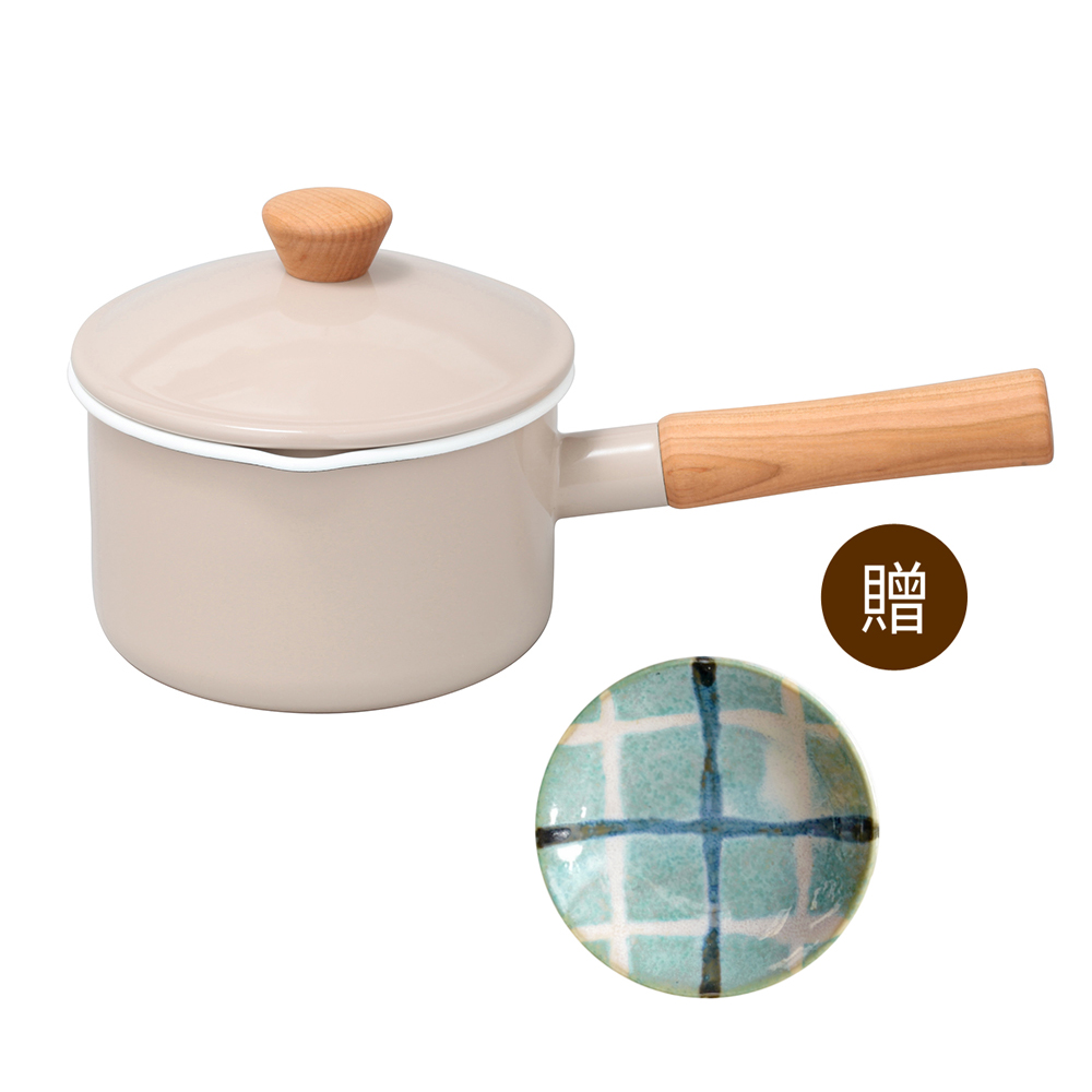 日本野田琺瑯—Couleur系列木柄單手鍋（米．14cm）