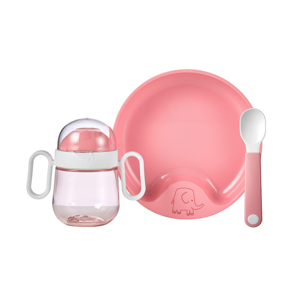 荷蘭 Mepal mio 餐匙盤水壺三件組-粉紅