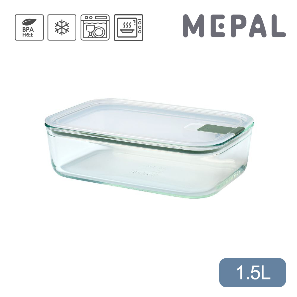 MEPAL / EasyClip 輕巧蓋玻璃密封保鮮盒1.5L-鼠尾草綠
