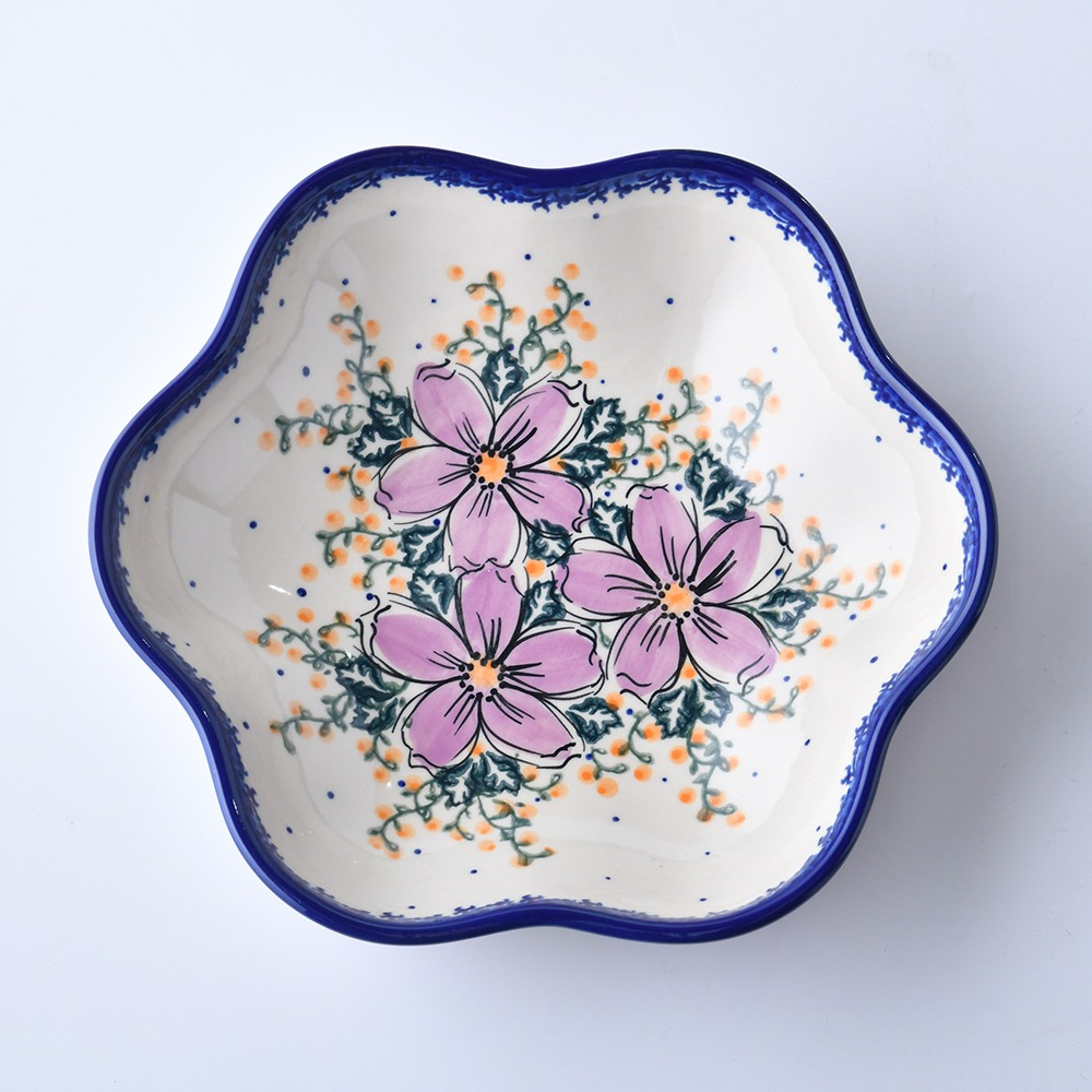 波蘭陶 粉紫私語系列 花型盤(大) 24cm 波蘭手工製