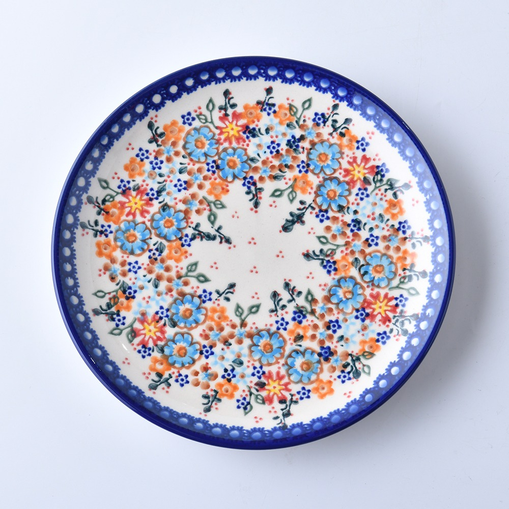 波蘭陶 蔚藍橙光系列 圓形餐盤 19cm 波蘭手工製