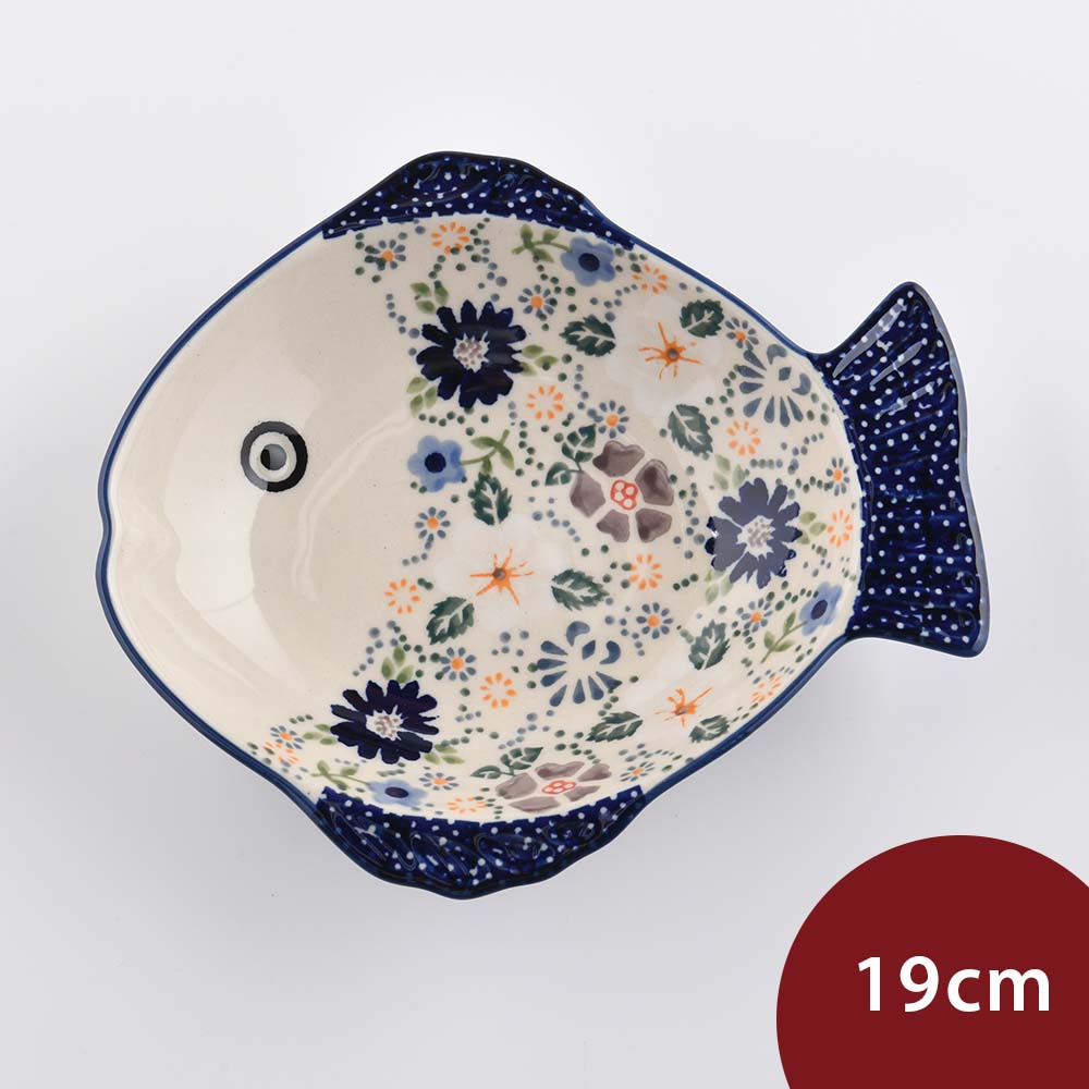 波蘭陶 花攢綺簇系列 魚形深盤 19cm 波蘭手工製