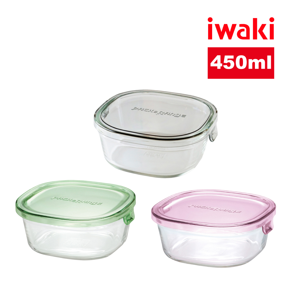 iwaki 日本耐熱玻璃方形微波保鮮盒450ml