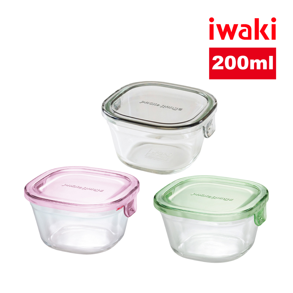 iwaki 日本耐熱玻璃方形微波保鮮盒200ml