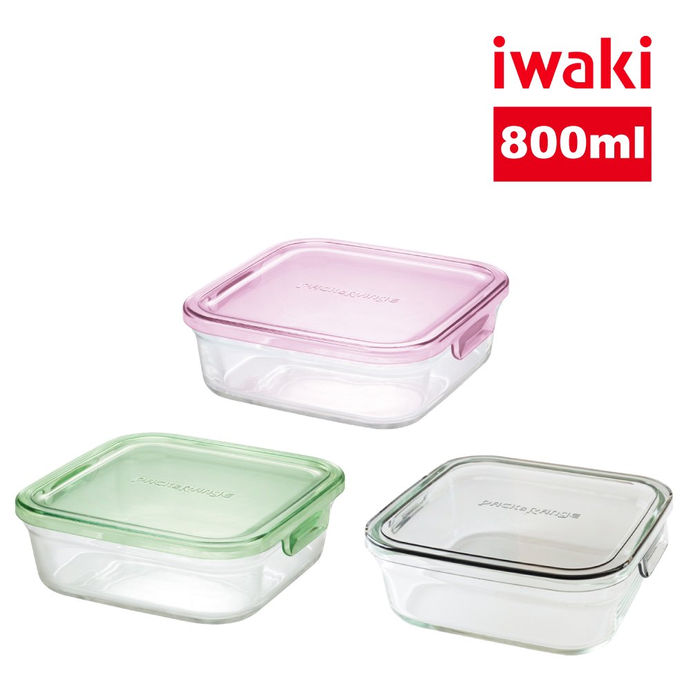 iwaki 日本耐熱玻璃方形微波保鮮盒800ml