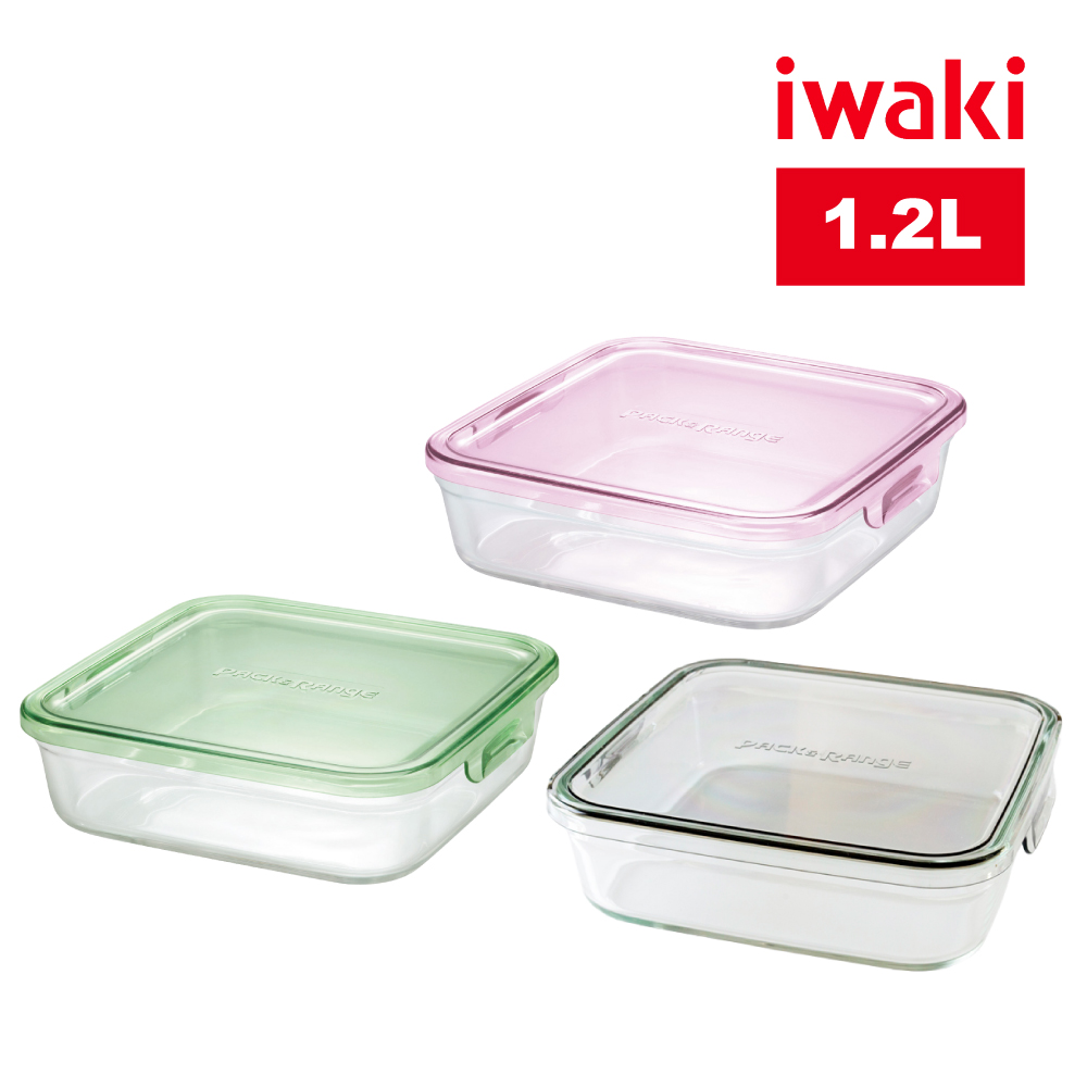 iwaki 日本耐熱玻璃方形微波保鮮盒1.2L