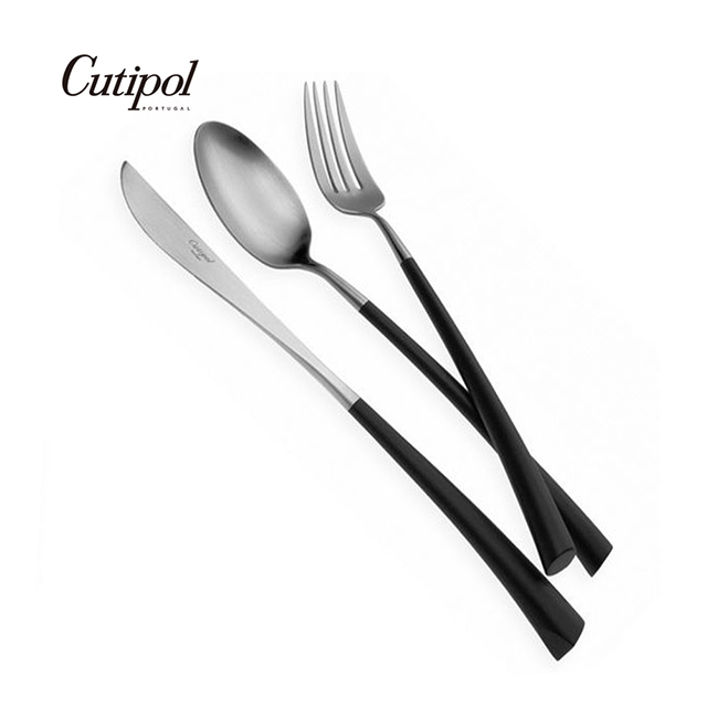 葡萄牙Cutipol-NOOR系列-黑柄霧面不鏽鋼-23cm主餐刀叉匙-3件組