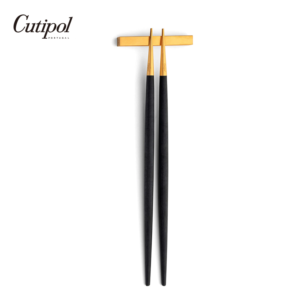 葡萄牙Cutipol-GOA系列-黑金霧面不銹鋼-22.5cm筷子組