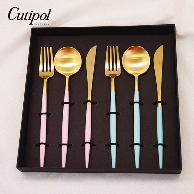 葡萄牙 Cutipol GOA系列雙人餐具組-粉嫩雙色組合