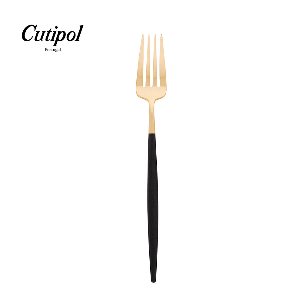 葡萄牙Cutipol-GOA系列-黑金霧面不銹鋼-21.5cm主餐叉