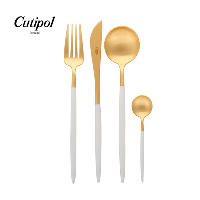 葡萄牙Cutipol-GOA系列-白金霧面不銹鋼-21.5cm主餐刀叉匙12cm咖啡匙-4件組