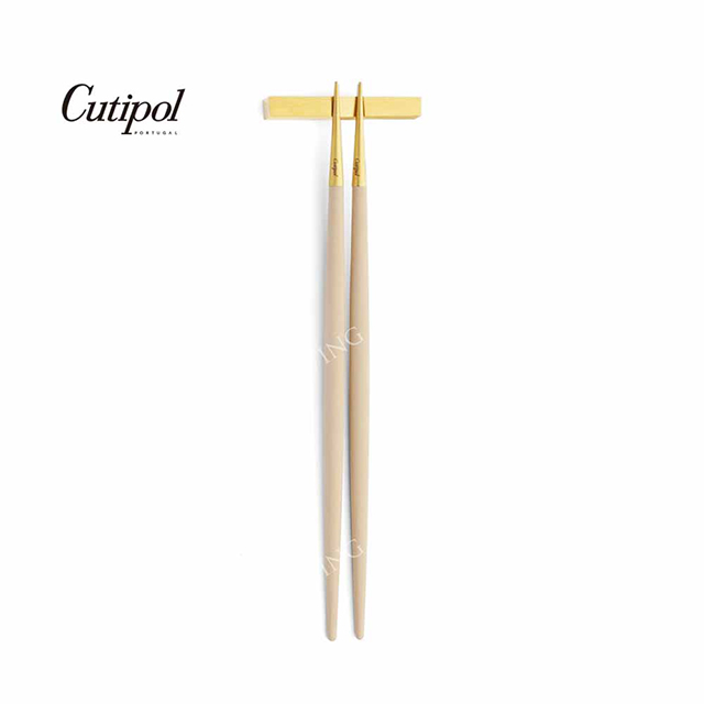 葡萄牙Cutipol GOA系列-奶茶金霧面不銹鋼-22.5cm筷子組
