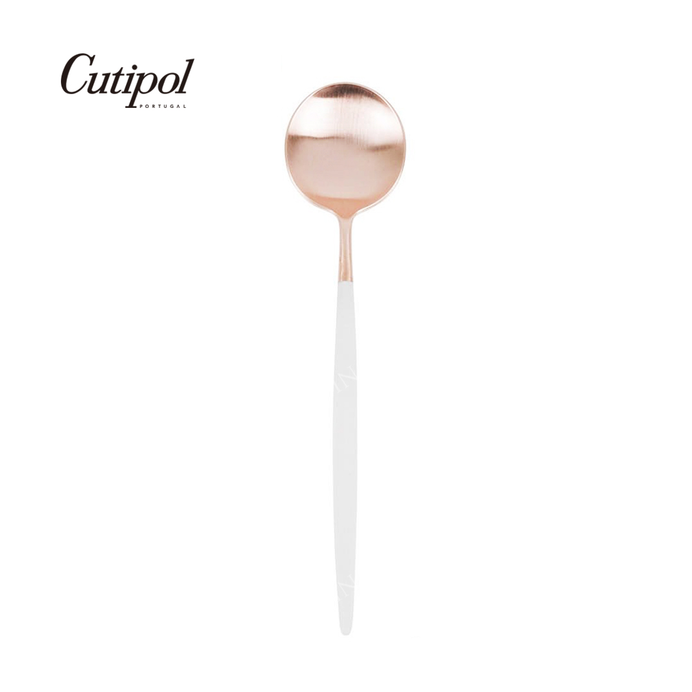 葡萄牙Cutipol GOA ROSE系列-白玫瑰金霧面不銹鋼-21.5cm主餐匙