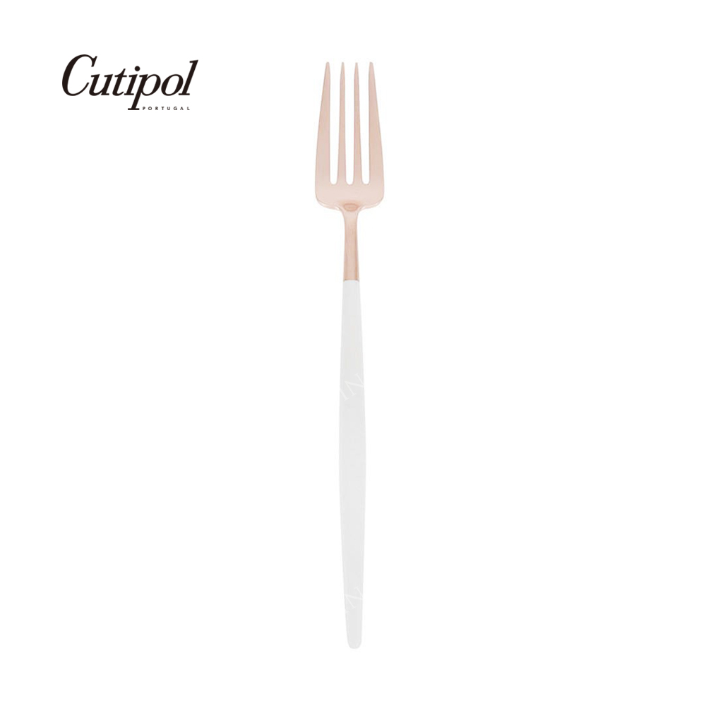 葡萄牙Cutipol GOA ROSE系列-白玫瑰金霧面不銹鋼-21.5cm主餐叉