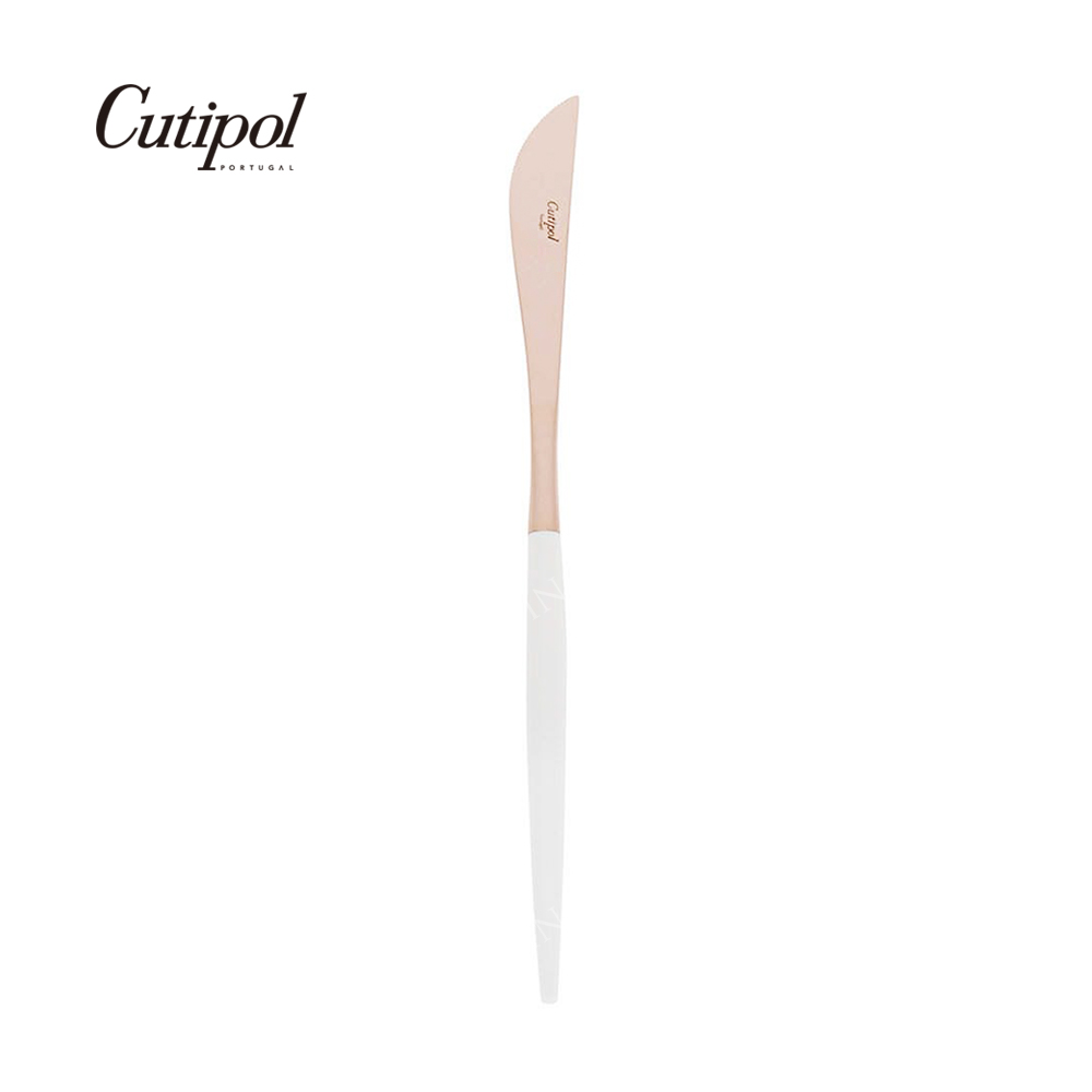 葡萄牙Cutipol GOA ROSE系列-白玫瑰金霧面不銹鋼-21.5cm主餐刀