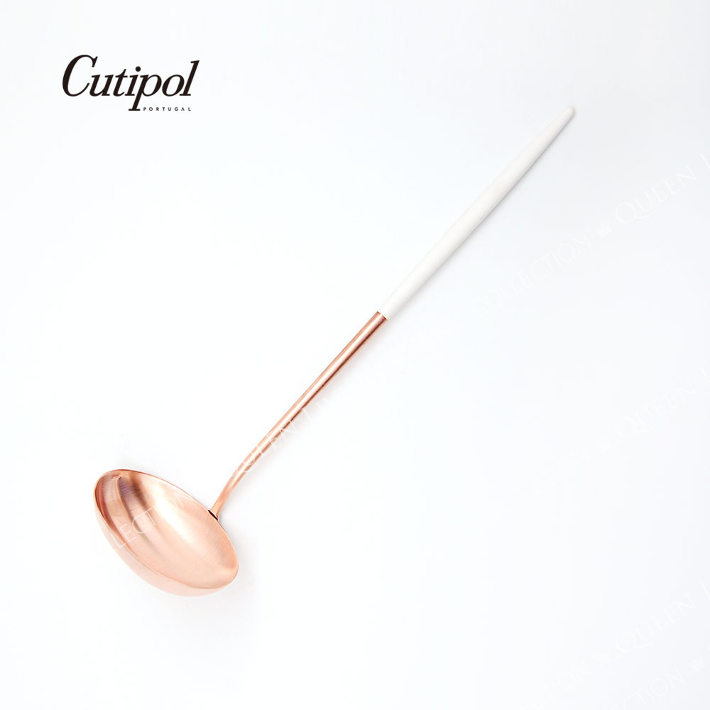 葡萄牙Cutipol GOA ROSE系列-白玫瑰金霧面不銹鋼-29.5cm大湯勺