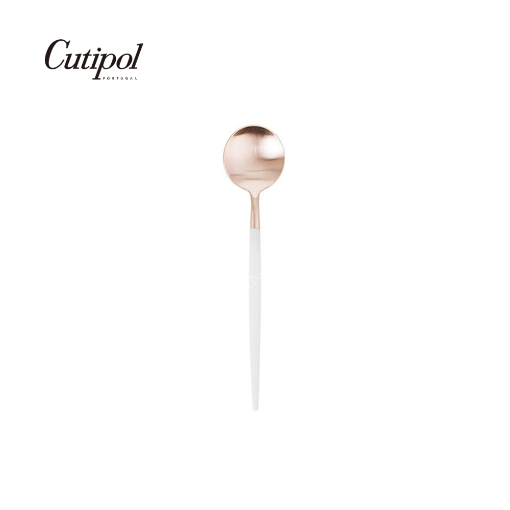 葡萄牙Cutipol GOA ROSE系列-白玫瑰金霧面不銹鋼-12cm咖啡匙
