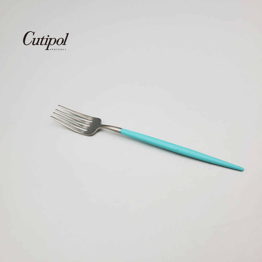 葡萄牙Cutipol-GOA系列-蒂芬妮藍柄霧面不銹鋼-21.5cm主餐叉