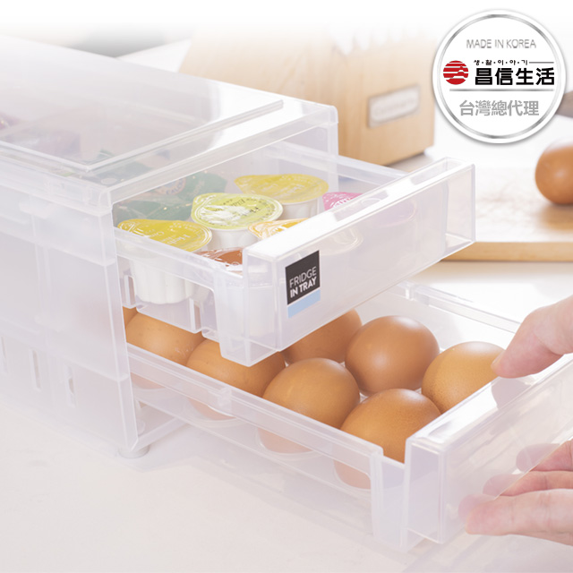 【韓國昌信生活】INTRAY冰箱抽屜式收納盒(單層收納+16蛋格)